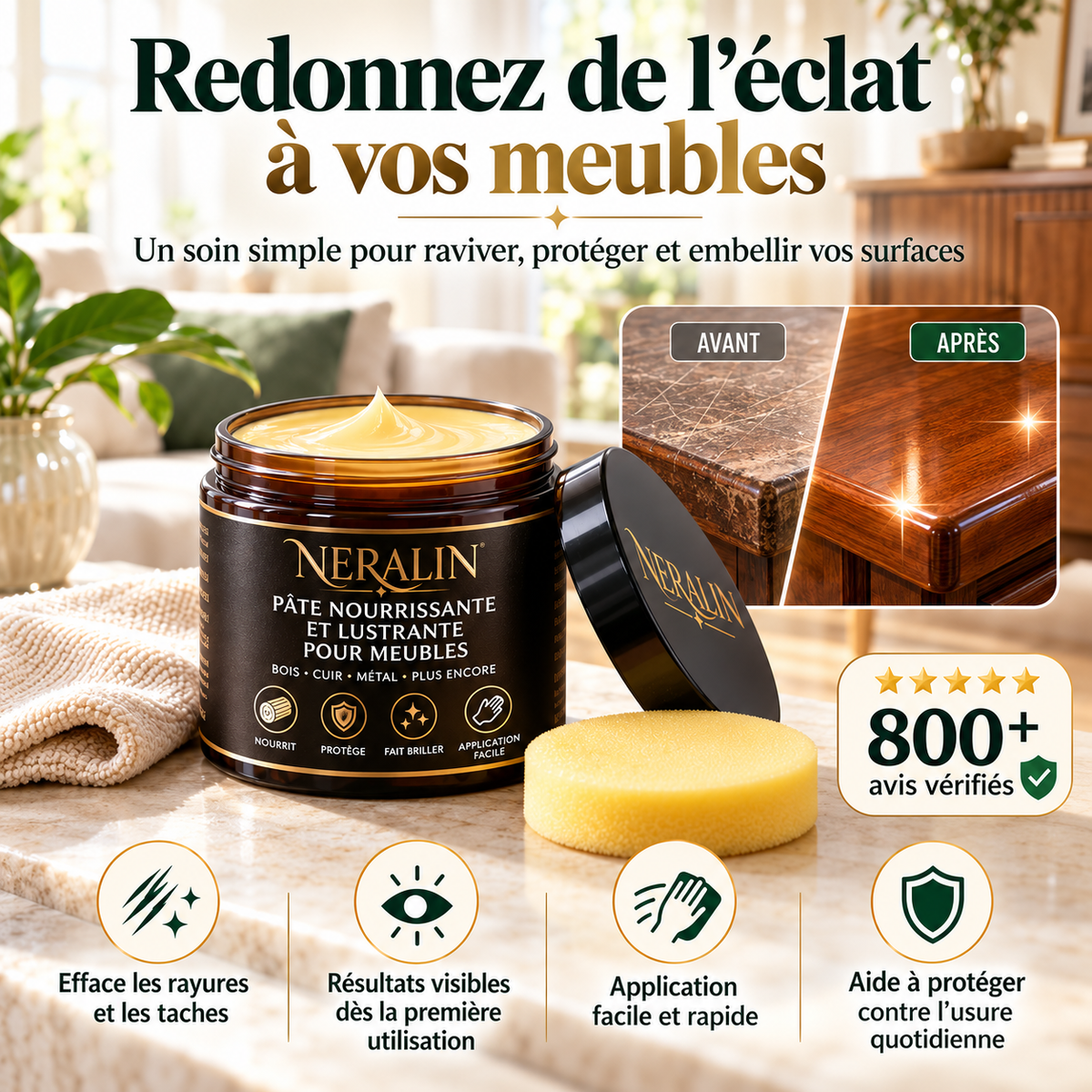Neralin – Baume nourrissant et rénovateur pour meubles