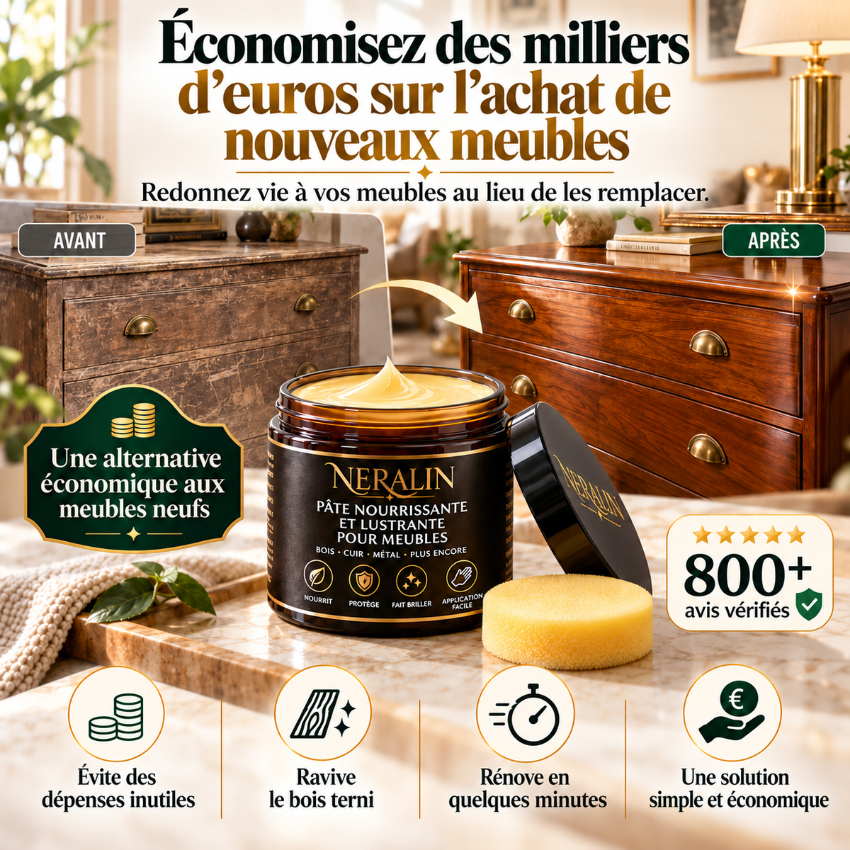 Neralin – Baume nourrissant et rénovateur pour meubles